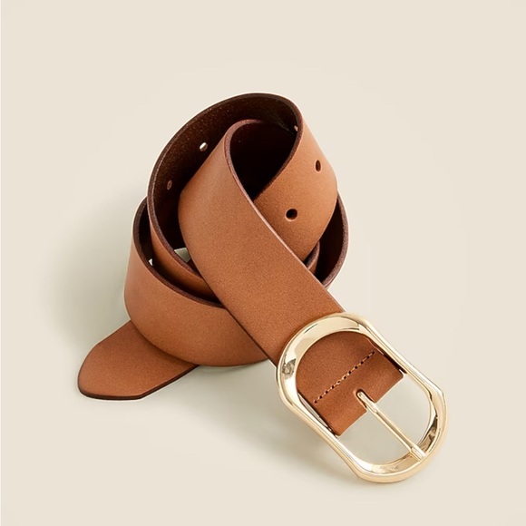 NEW J. Crew Women’s oval buckle belt in Italian leather Rich Toffee XL BW380 $98 - Picture 2 of 10